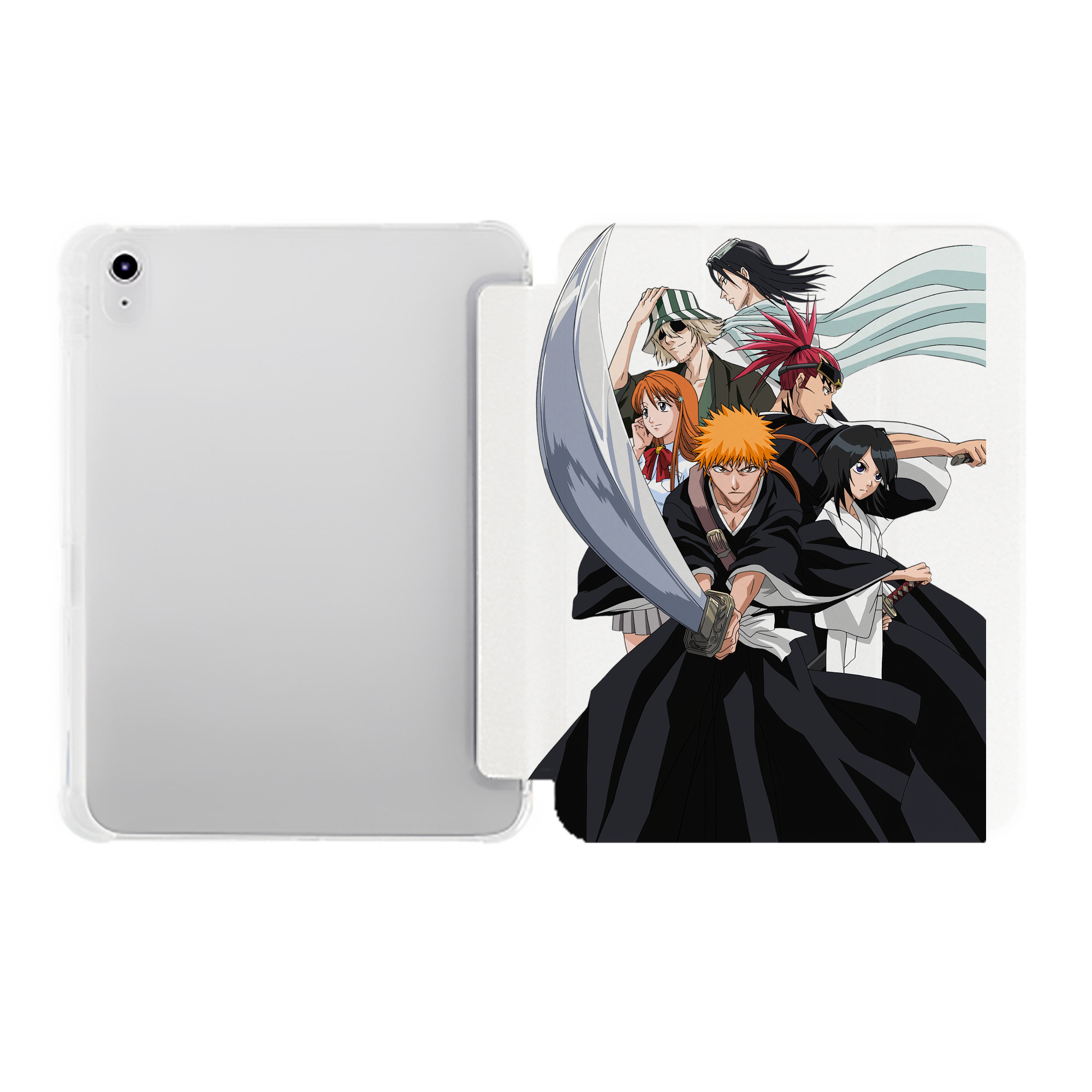 （画像用） ブリーチ 黒崎一護（くろさき いちご）BLEACH Kurosaki Ichigo IPad ケース ペン収納付き 三つ折りスタンド PUレザー×シリコン 対応機種9.5/10.5/10.9インチ